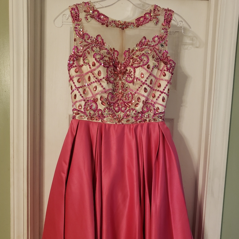 Size Girls 12 14 Pink Cocktail Dress Pageant Homecoming Prom Banquet